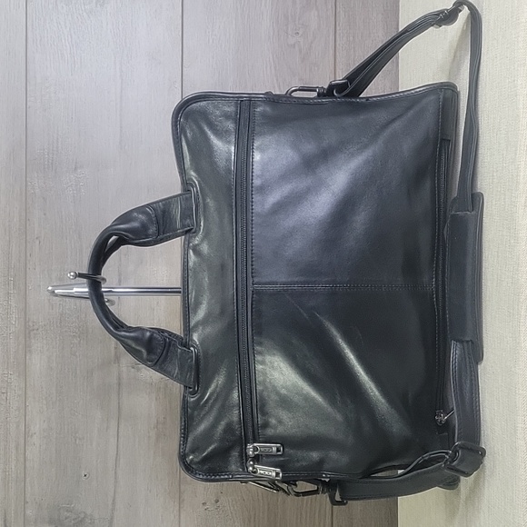 Tumi Black Leather Portfolio Briefcase Crossbody Messenger Bag - Picture 3 of 14